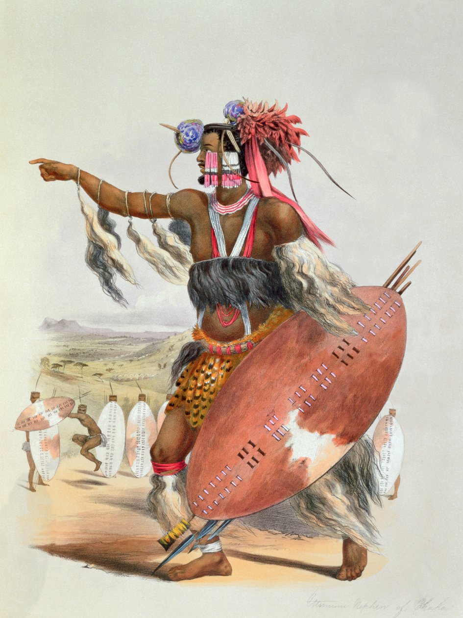 Zulusoturi, Utimuni, edesmenneen zulukuninkaan Chakan veljenpoika, 1849 tekijältä George French Angas