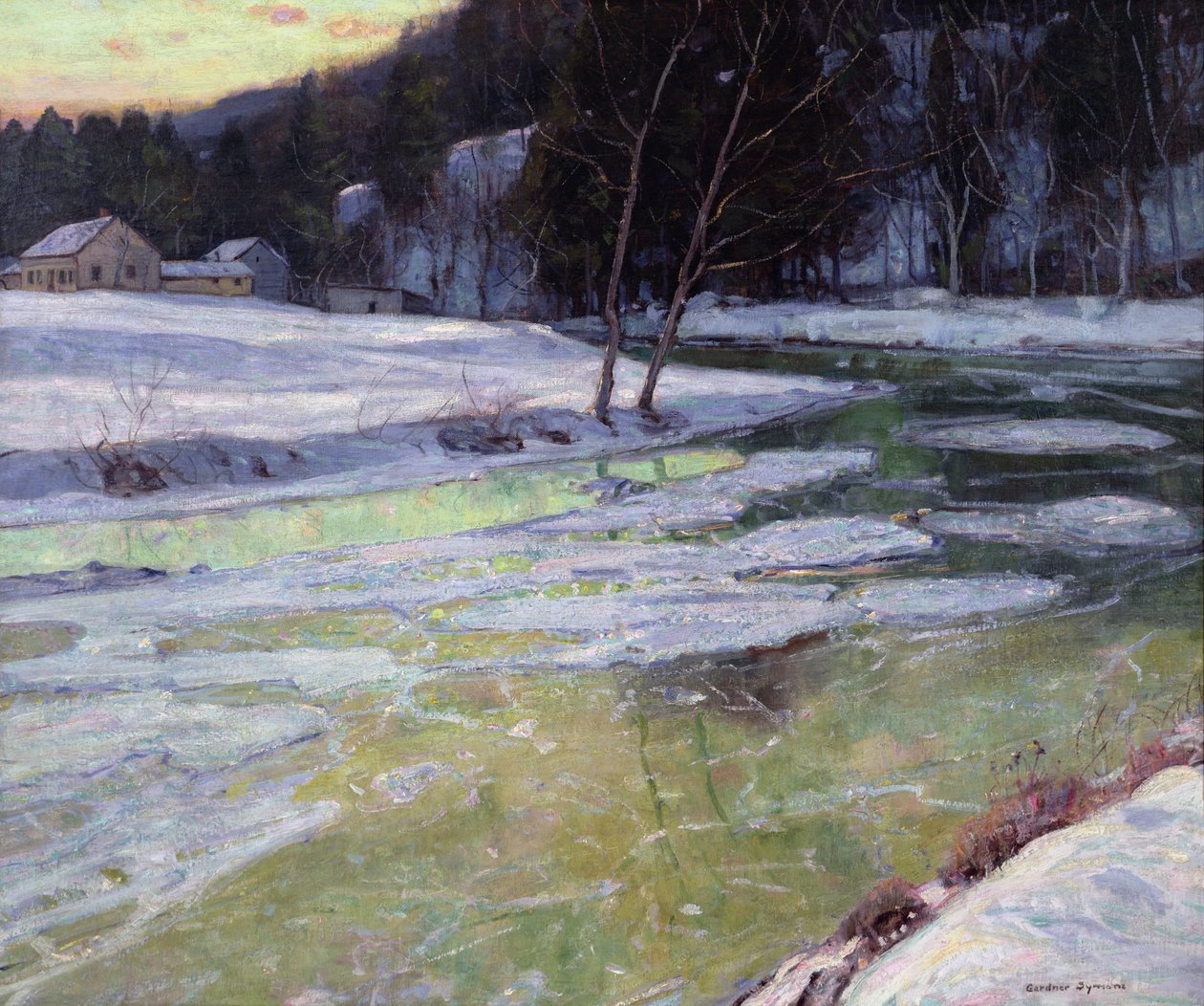 Hiljaisuus ja iltavalaistus (öljy kankaalle) tekijältä George Gardner Symons