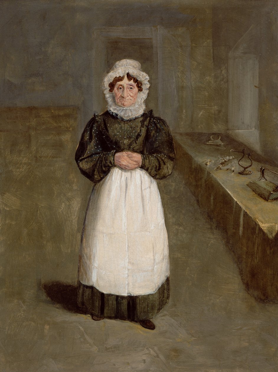 Muotokuva taloudenhoitajasta Bramham Parkissa, Yorkshiressa, joka tunnetaan nimellä Mrs Brown, n. 1822 (öljy kankaalle) tekijältä George Garrard