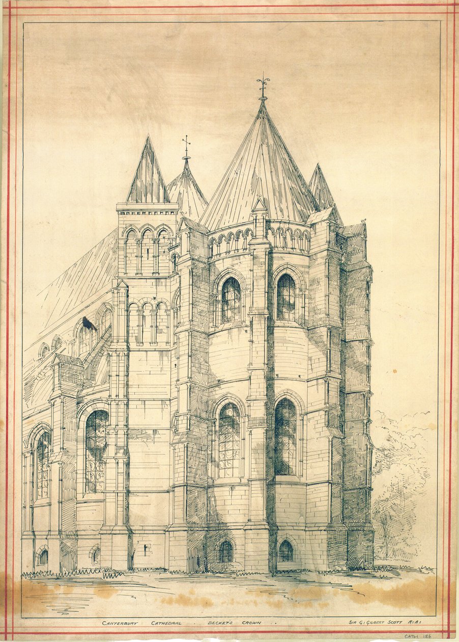 Luonnos, n. 1860 (paperi) tekijältä George Gilbert Scott
