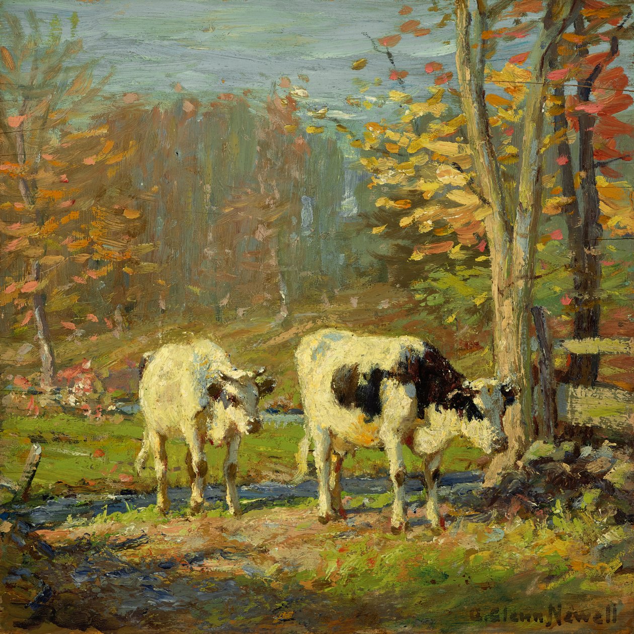 Lane to the Brook (öljy paneelissa) tekijältä George Glenn Newell