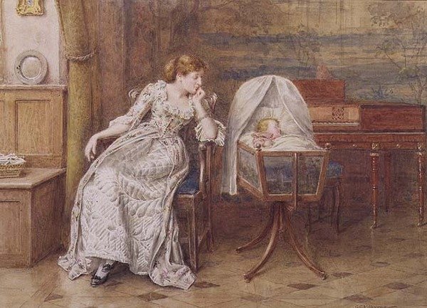 Äidin rakkaus (akvarelli) tekijältä George Goodwin Kilburne