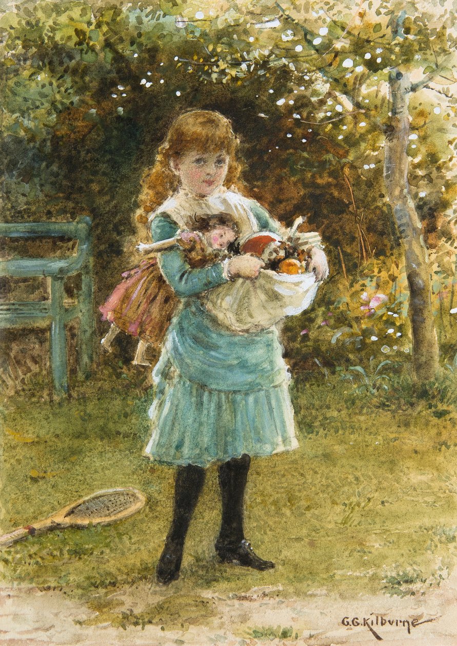 Menossa ulos leikkimään (akvarelli) tekijältä George Goodwin Kilburne