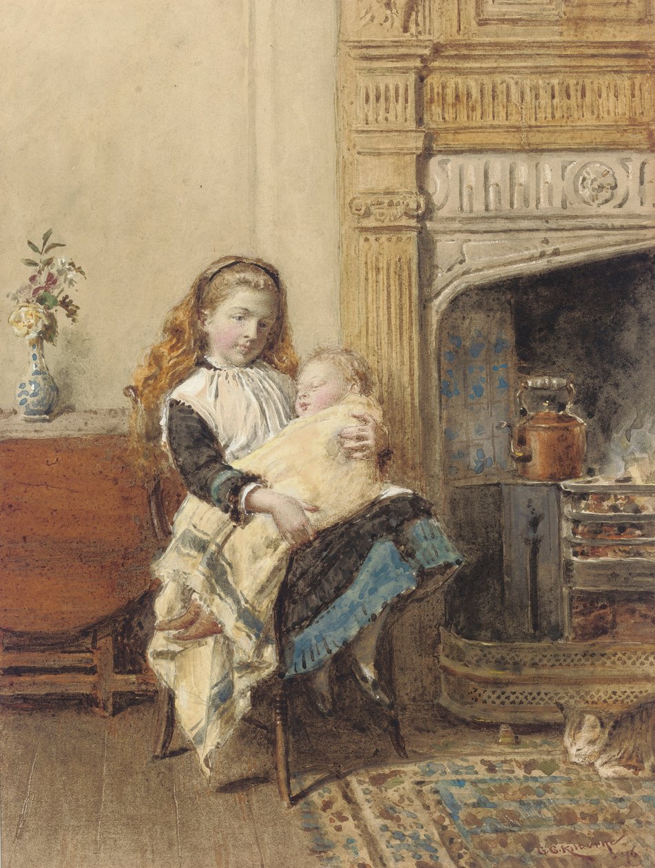 Minding Baby, 1896 tekijältä George Goodwin Kilburne