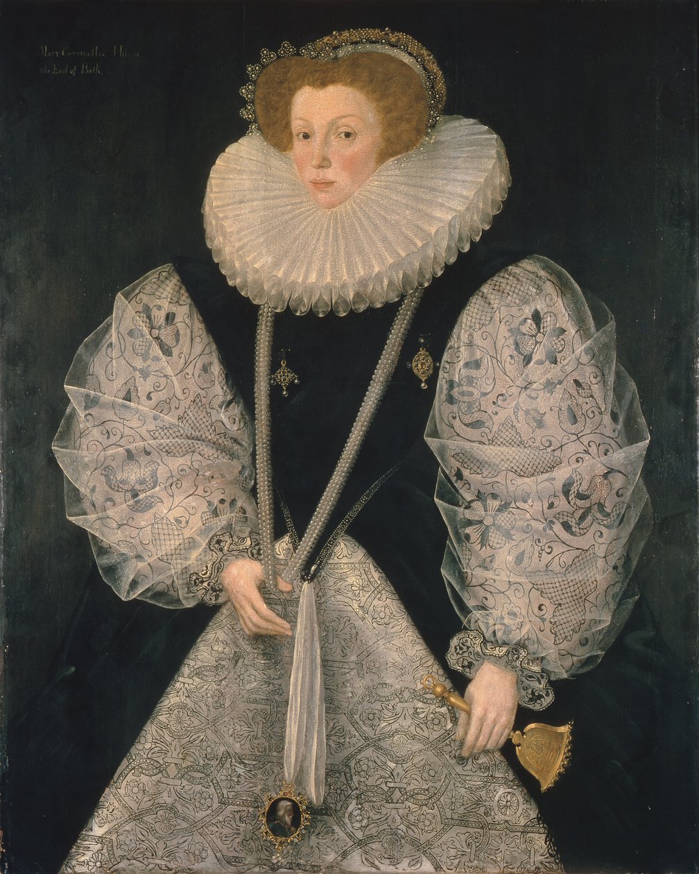 Mary Cornwallis, n. 1580-85 (öljy paneelille) tekijältä George Gower