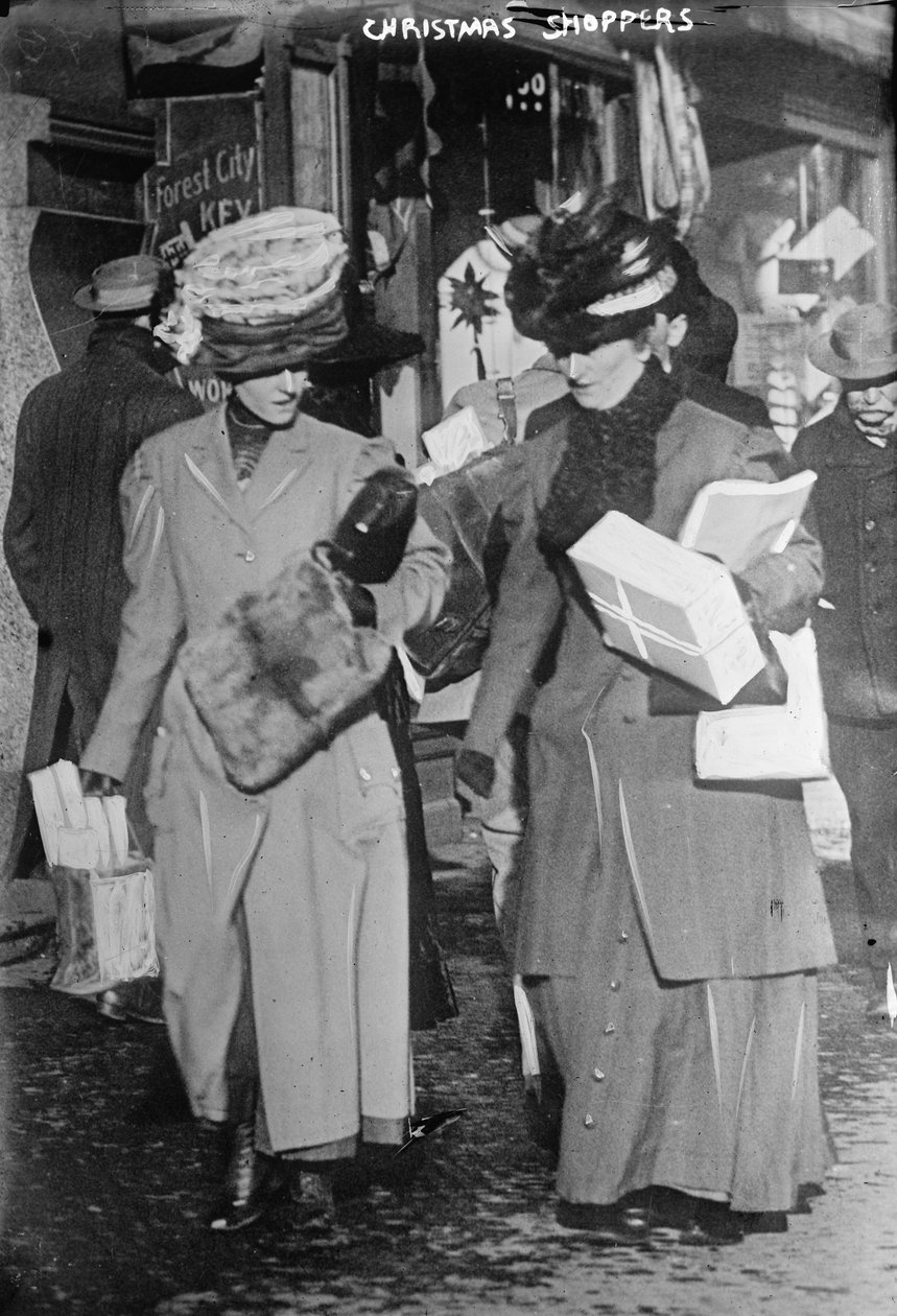 Joulun ostajat, n. 1910 (b/w kuva) tekijältä George Grantham   Bain News Service Bain