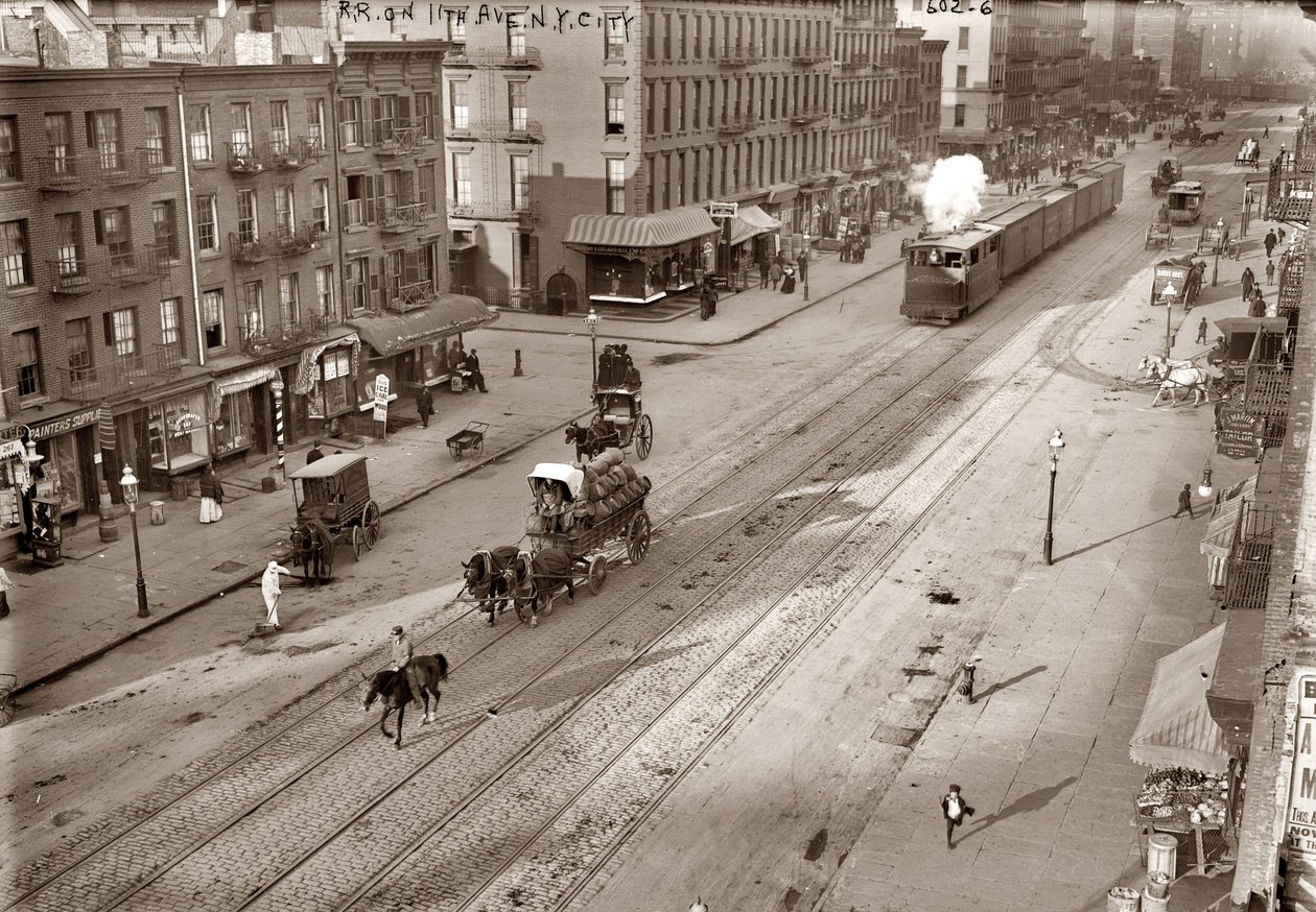 Eleventh Avenue ja New York Central Railroad, kirjoittanut Bain, George Grantham (1865-1944). Albumin Photo, c. 1911. Yksityinen kokoelma tekijältä George Grantham   Bain News Service Bain