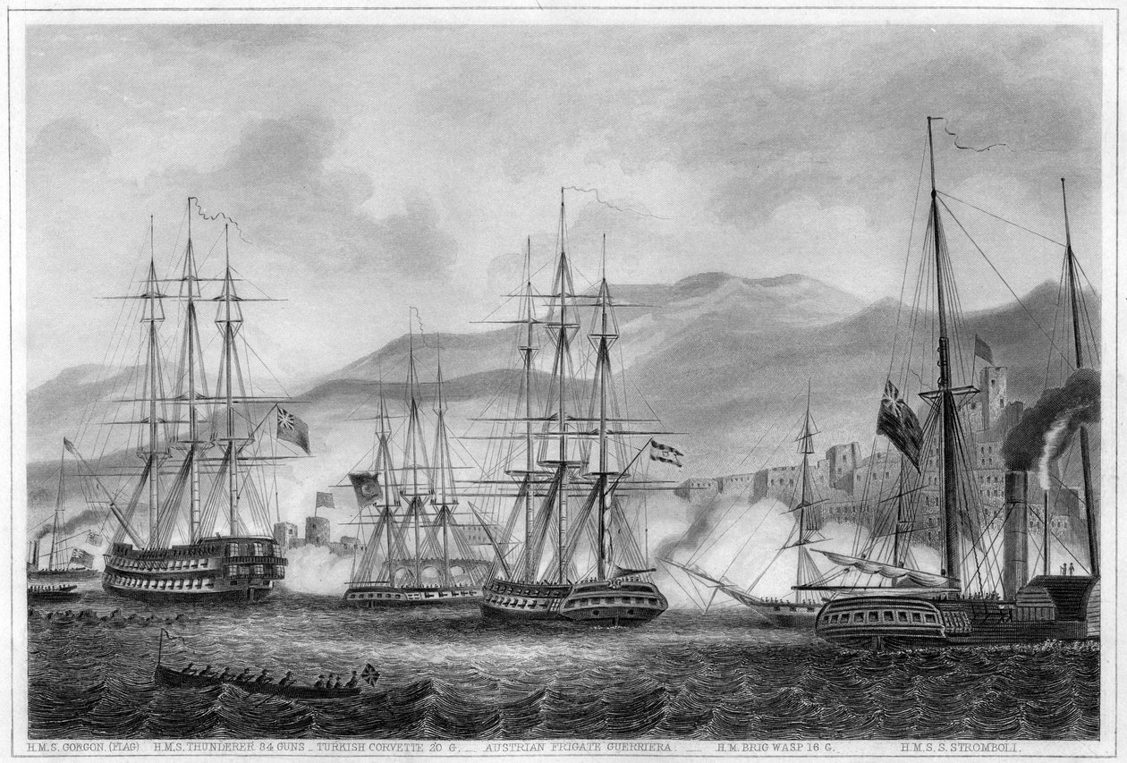 Kommodore Charles Napierin hyökkäys Sidoniin, 26. syyskuuta 1840 c1857 tekijältä George Greatbatch