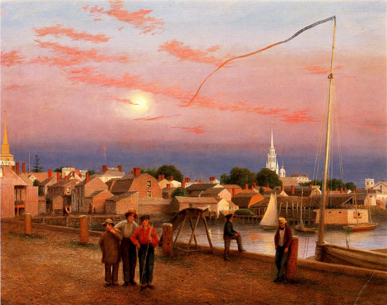 Newport, Päivän loppu, 1851 (öljy paperille kankaalle) tekijältä George Harvey
