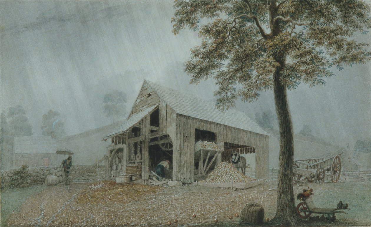 RainstormCider Mill Reddingissä, Connecticutissa, noin 1840. tekijältä George Harvey
