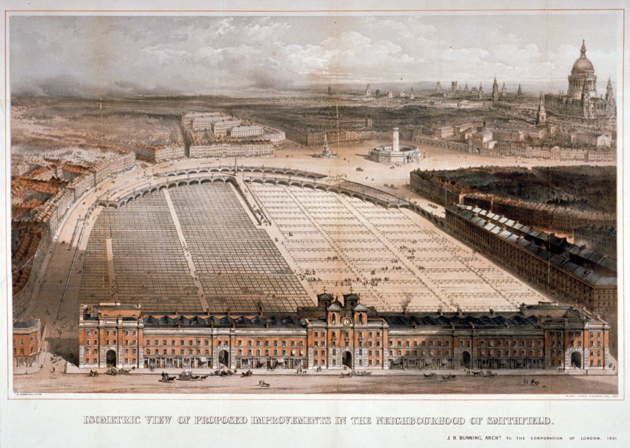 Smithfield Market, Lontoon kaupunki, 1851 tekijältä George Hawkins