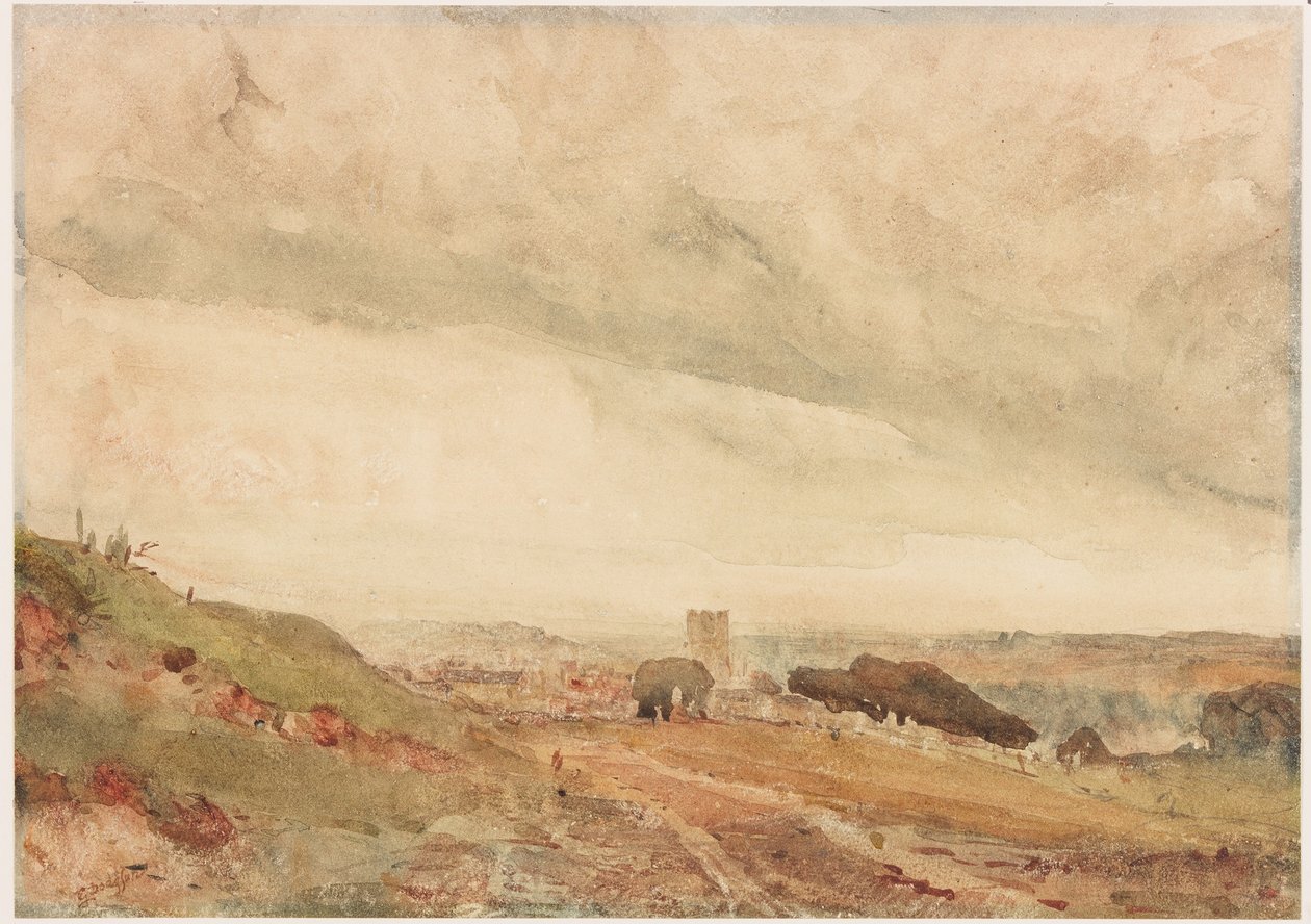 Richmond, Yorkshire (kynä ja akvarelli paperille (liimattu kortille)) tekijältä George Haydock Dodgson