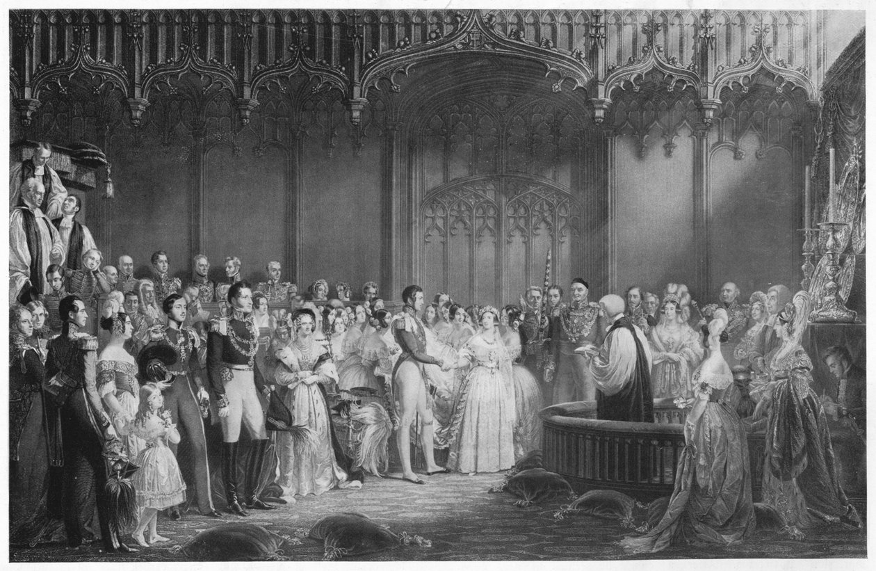 Kuningatar Victorian ja prinssi Albertin avioliitto, 1840, 1911 tekijältä George Hayter