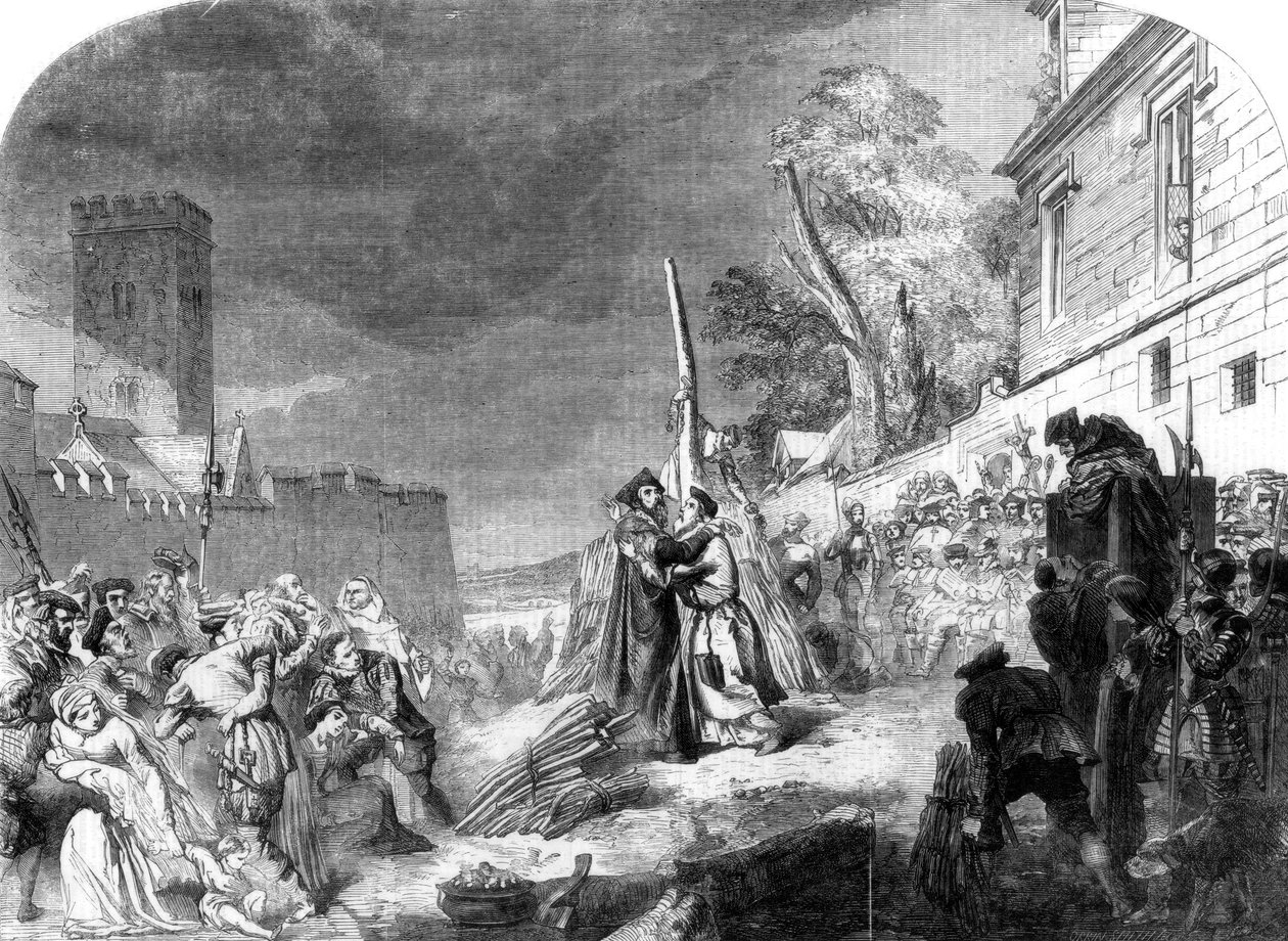 Ridleyn ja Latimerin marttyyrikuolema, Oxford, 1856. tekijältä George Hayter