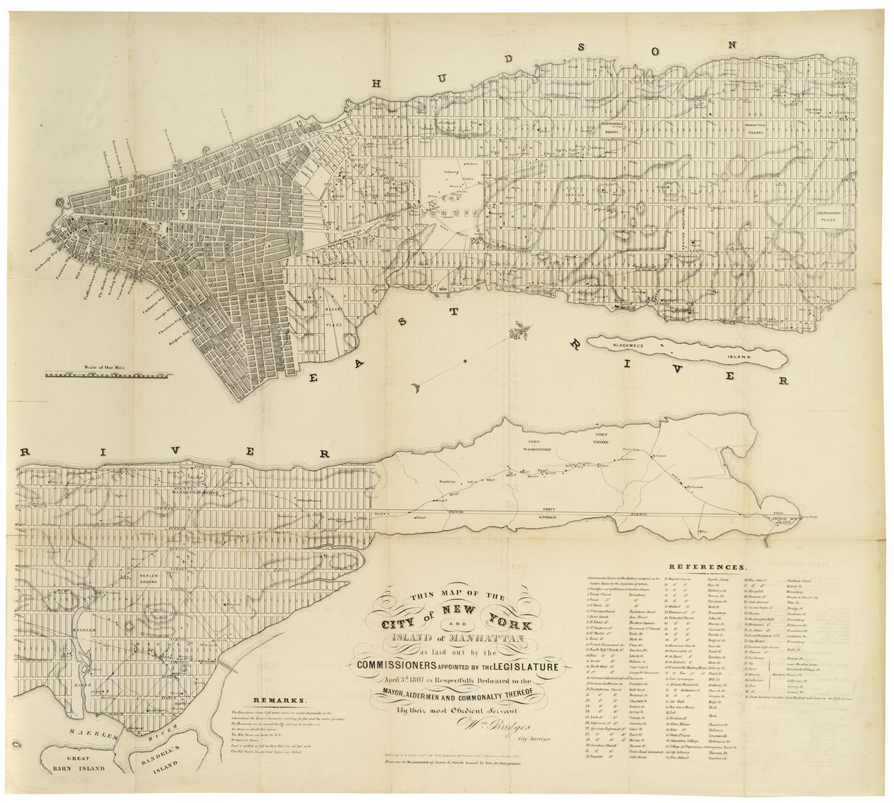 Tämä New Yorkin kaupungin ja Manhattanin saaren kartta lainsäätäjän nimittämien komissaarien laatimana. . ., 1853 (musta muste paperille) tekijältä George Hayward