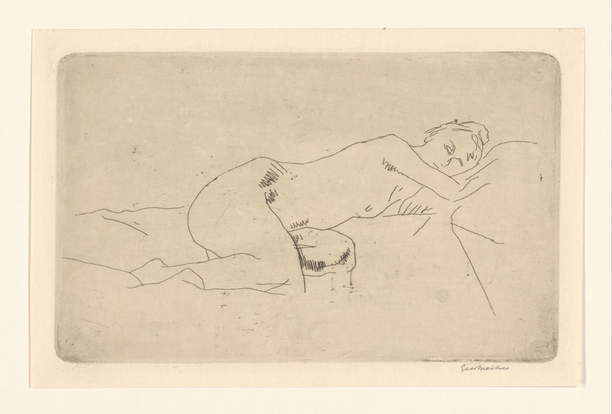 Makaava nainen alaston tekijältä George Hendrik Breitner (signed by artist)
