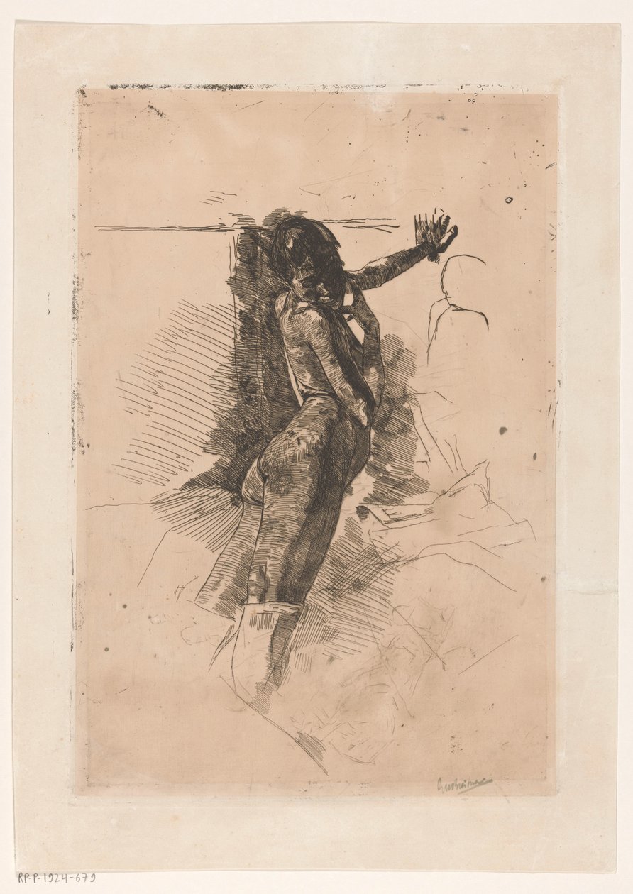 alaston nainen seisomassa tekijältä George Hendrik Breitner (signed by artist)