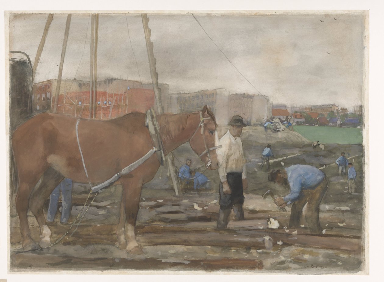 Rakennustyömaa Oud-West Amsterdamissa tekijältä George Hendrik Breitner