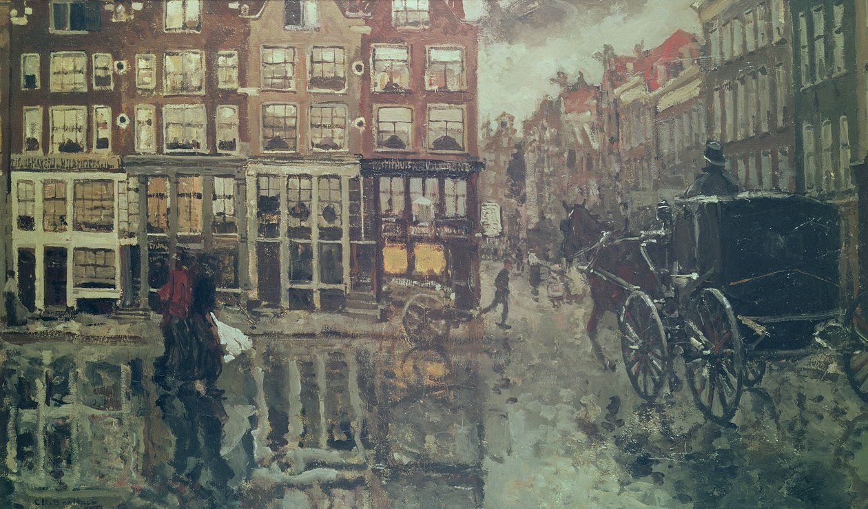 Leidsche Squaren kulma, Amsterdam (öljy) tekijältä George Hendrik Breitner