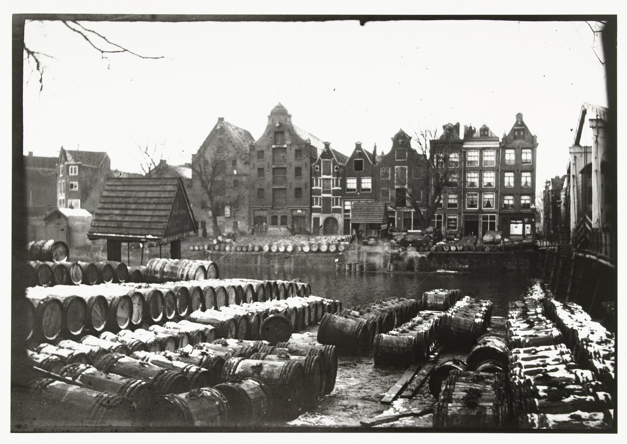 Näkymä tervapuutarhaan Prinseneilandissa Amsterdamissa tekijältä George Hendrik Breitner
