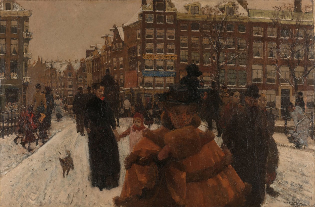 Singelin silta Paleisstraatilla Amsterdamissa Silta Singelin yli Paleisstraatilla, Amsterdamissa tekijältä George Hendrik Breitner