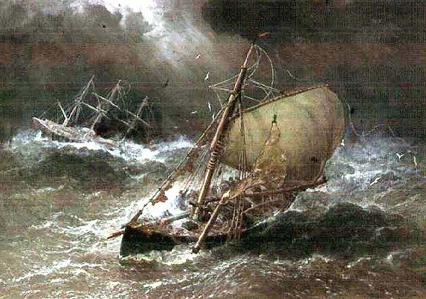 Myrsky Pohjanmerellä Smack & Barquen kanssa tekijältä George Henry Andrews