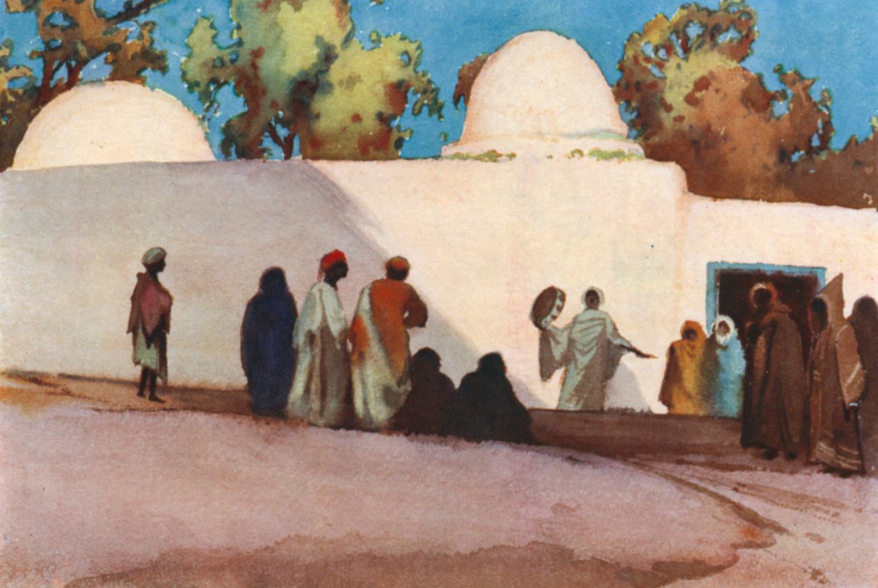 Aavikkotanssijoita Sidi Bou Saidissa (värilitografia) tekijältä George Henry Benton Fletcher