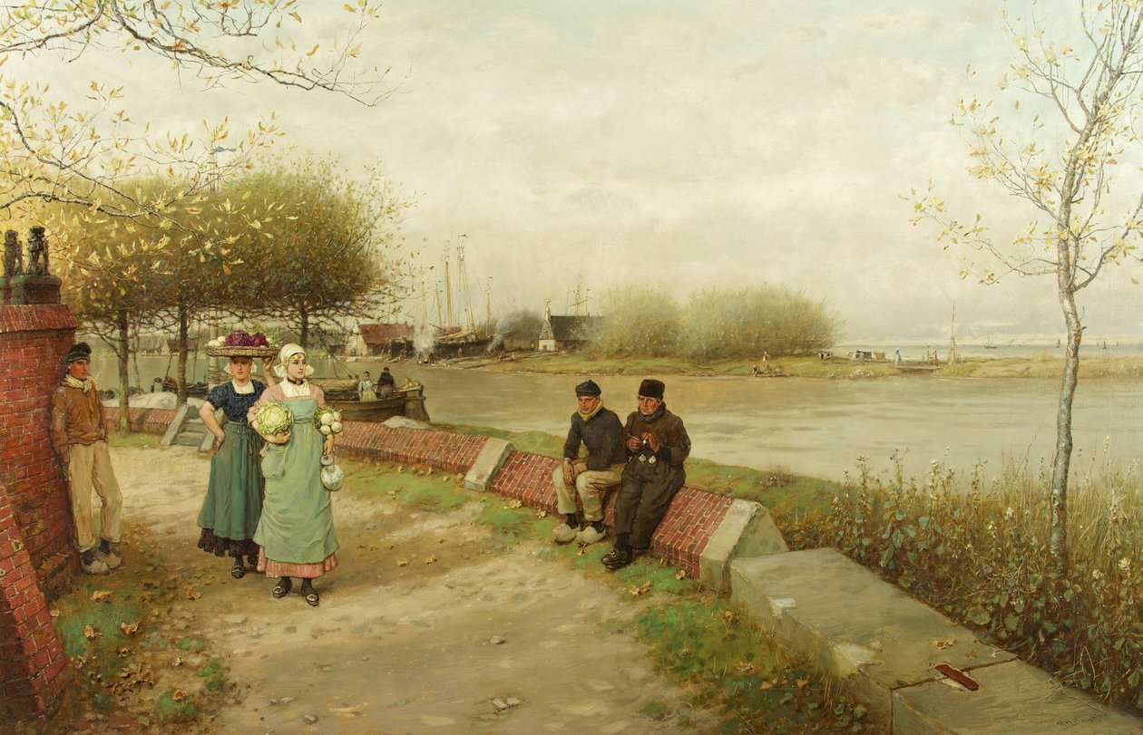 Onnittelujen vaihto - Muiden, Pohjois-Hollanti, n. 1881 (öljy kankaalle) tekijältä George Henry Boughton