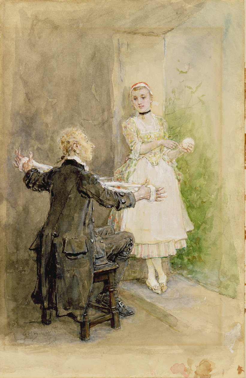 Ichabod Crane ja Katrin Van Tassel, n. 1893 tekijältä George Henry Boughton