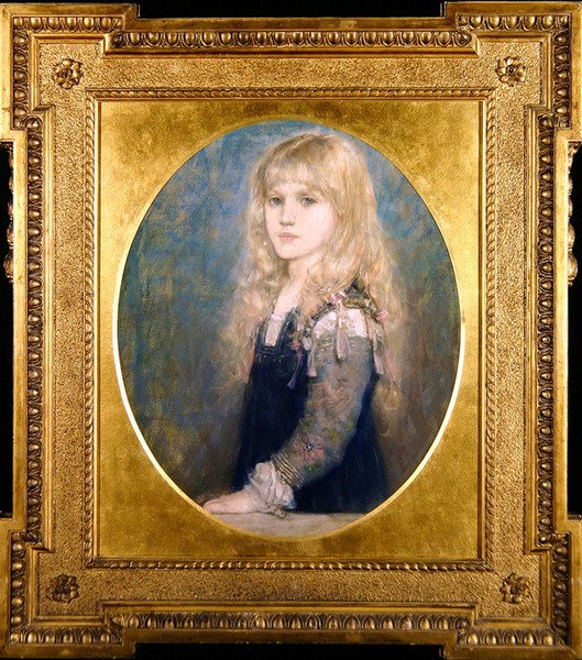 Esme Robbin muotokuva (värilliset liidut paperilla) (katso myös 350757) tekijältä George Henry Boughton