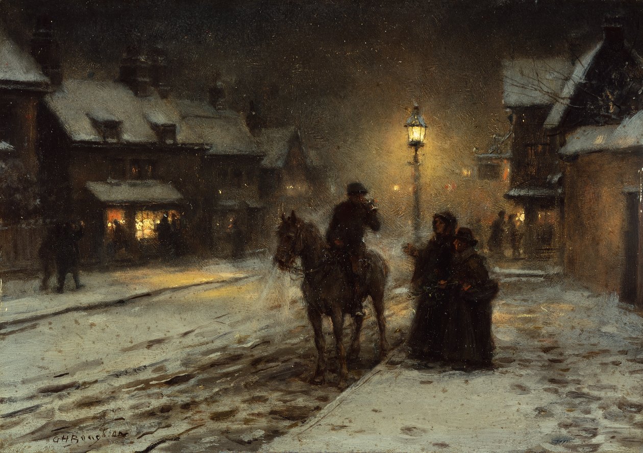 Talvi-ilta (öljy paneelissa) tekijältä George Henry Boughton