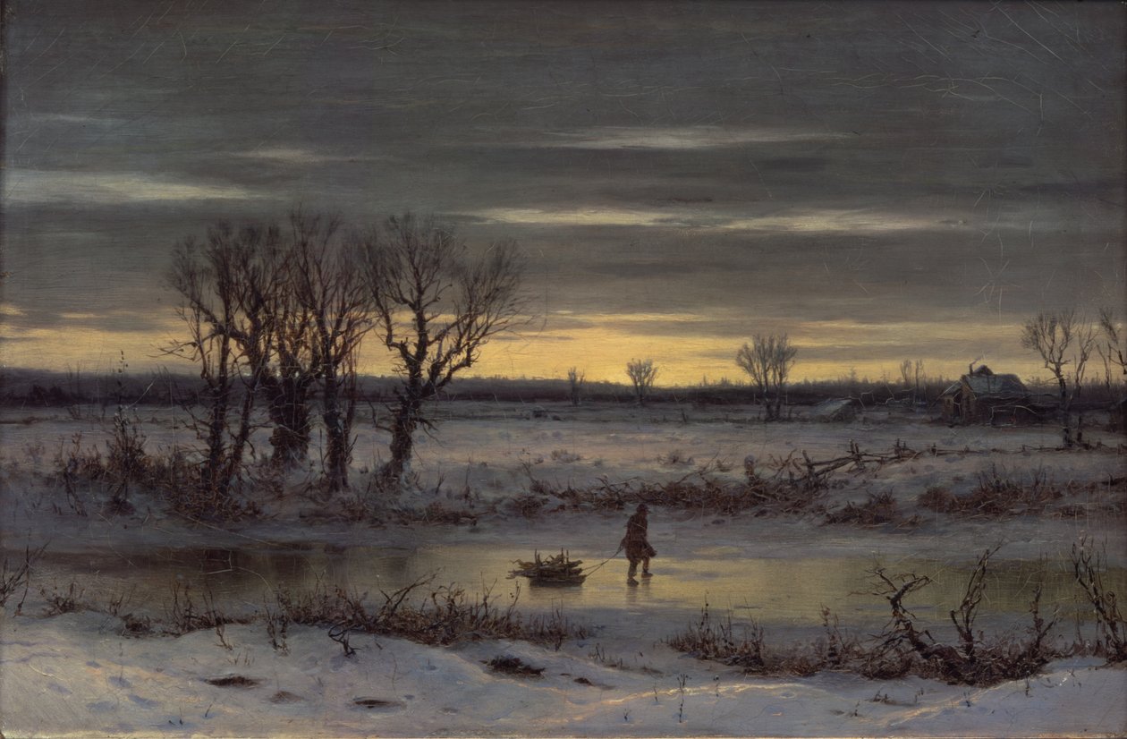 Talvihämärä Albanyn lähellä, 1858 (öljy pellavalle) tekijältä George Henry Boughton