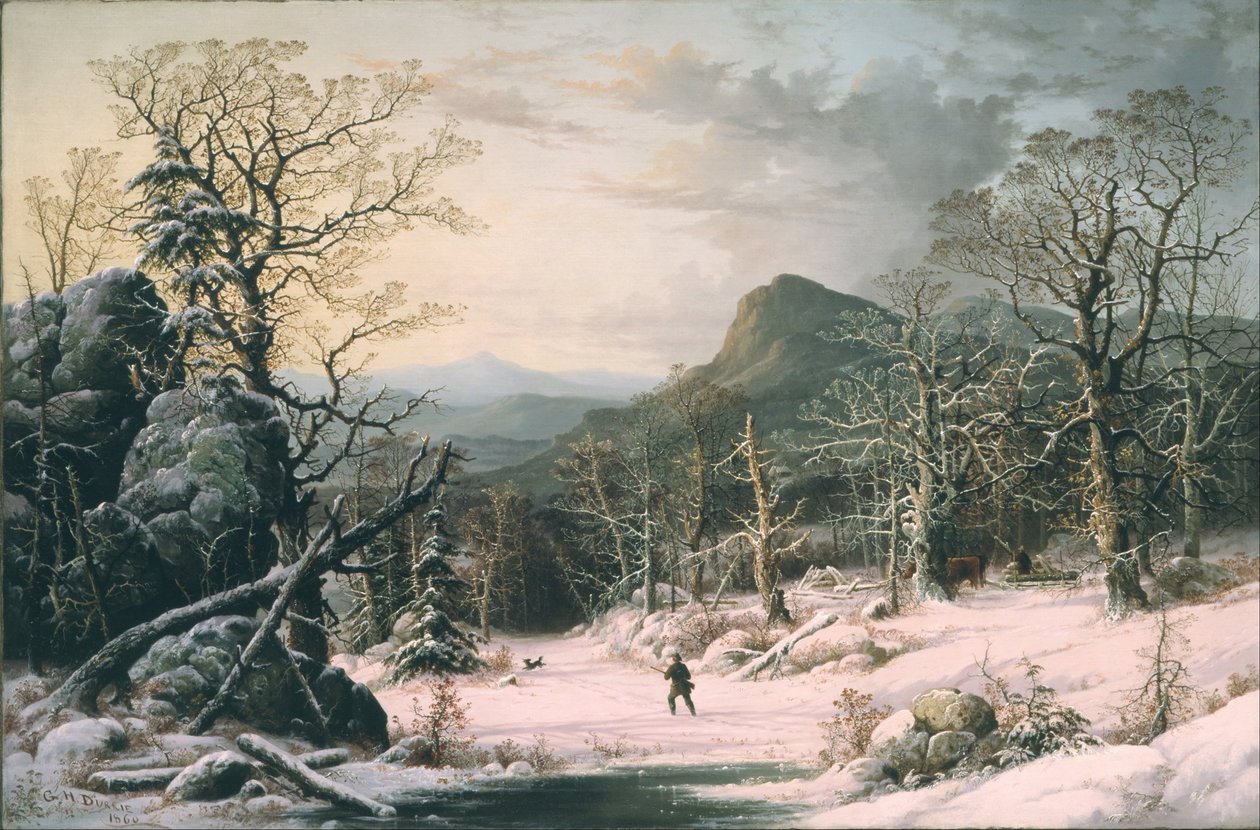 Metsästäjä talvella Wood tekijältä George Henry Durrie