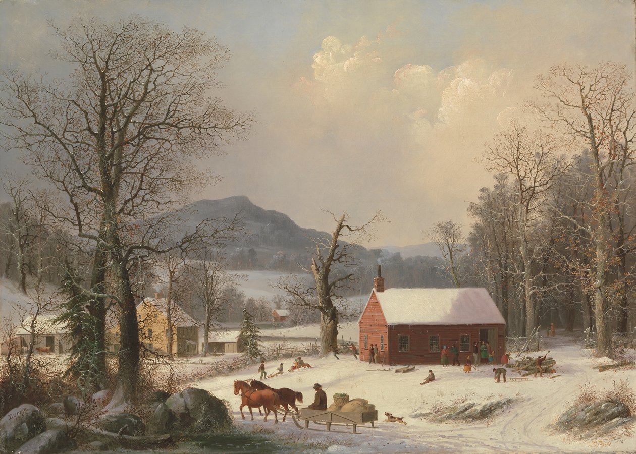 Red School House Country Scene, 1858. tekijältä George Henry Durrie