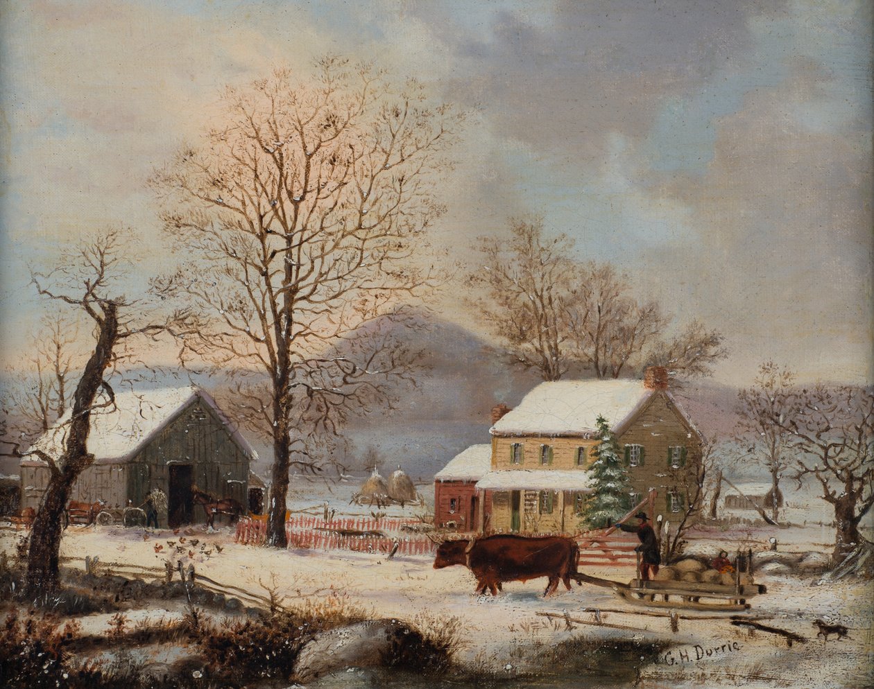 Talvikohtaus, 1830-60 tekijältä George Henry Durrie