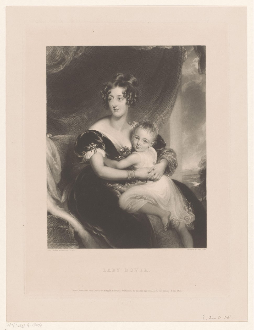 Portree van Georgiana Agar-Ellis Lady Dover (otsikko esineessä) tekijältä George Henry Phillips