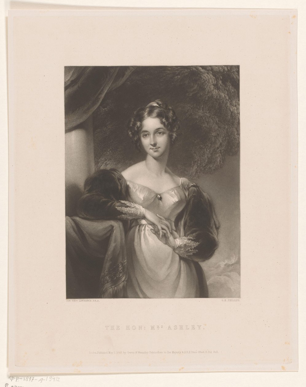 Muotokuva Maria Anne Ashley The Hon. Rouva Ashley (otsikko esineessä) tekijältä George Henry Phillips