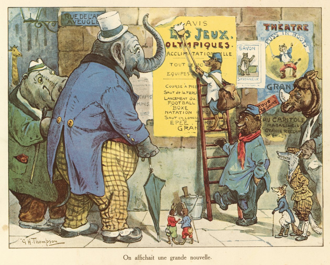 Julkaisimme isoja uutisia (värilitografia) tekijältä George Henry Thompson