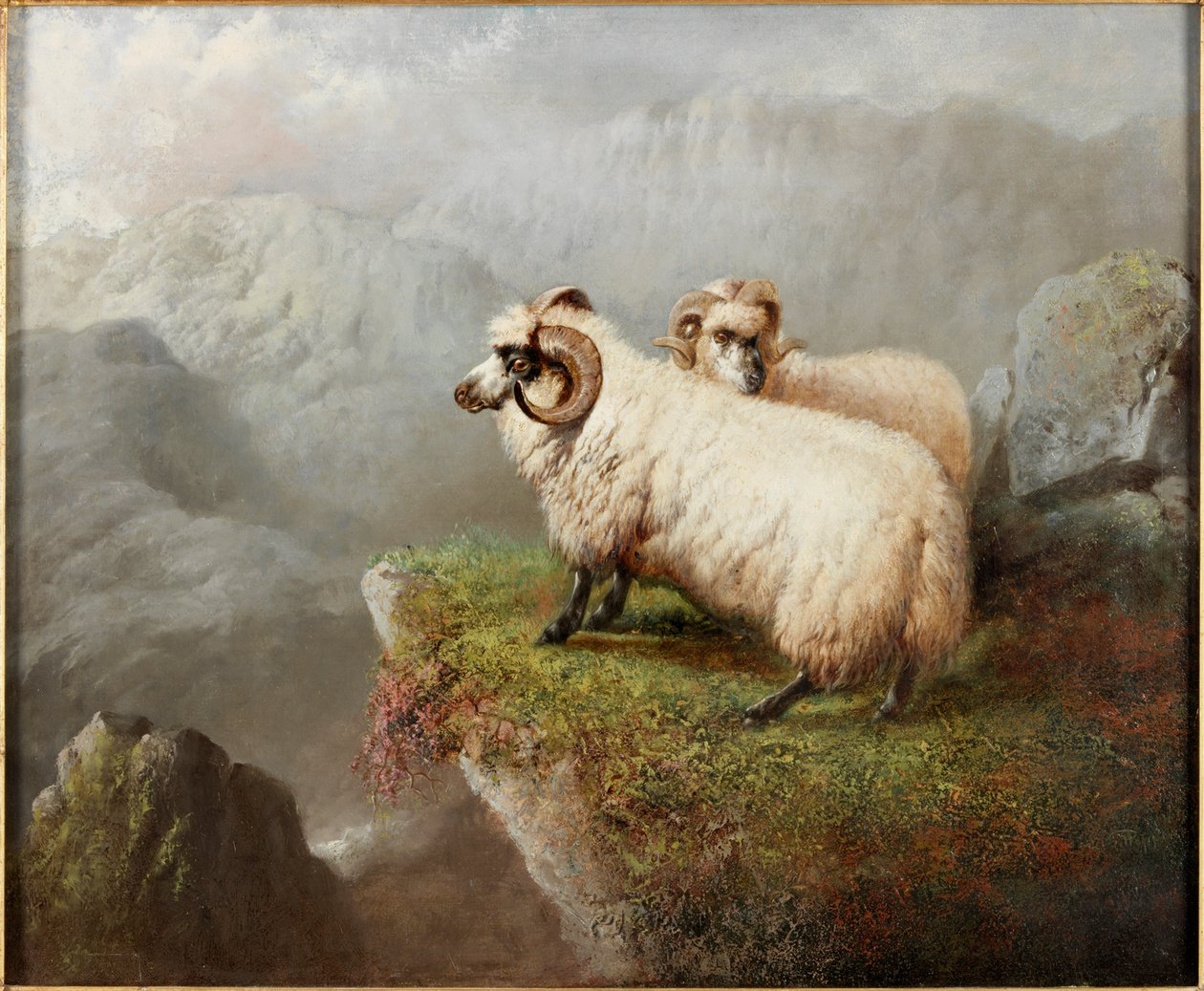 Lampaat kallion reunalla, n. 1865–1868 tekijältä George Hepper