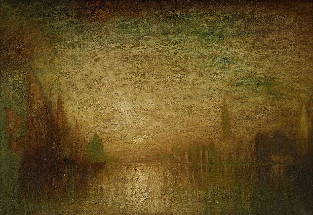 Venetian Sunset, n. 1900-1919 (öljy kankaalle) tekijältä George Hirst Bogert