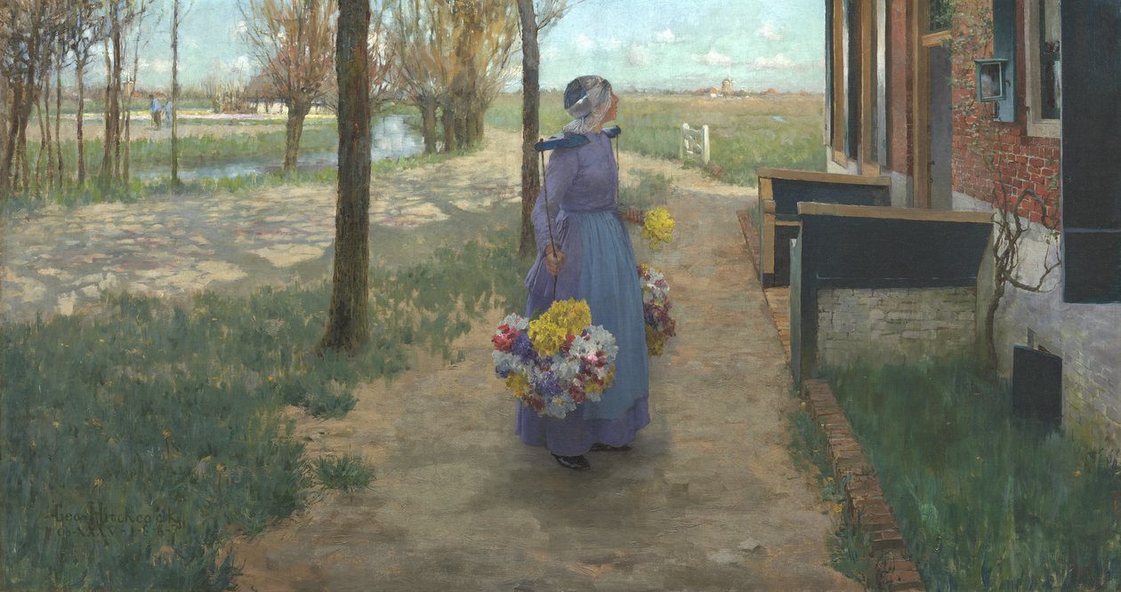 Kukkatyttö Hollannissa, 1887 tekijältä George Hitchcock