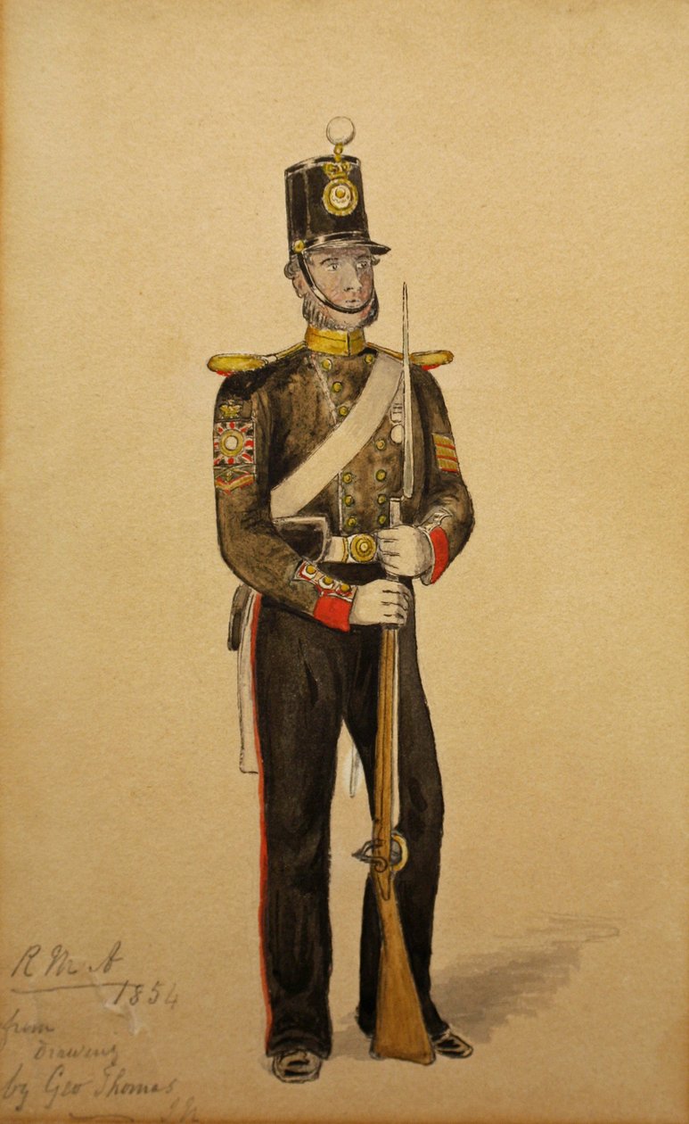 Kuninkaallisen meritorjuntatykistön vääpeli, 1854 (wc paperille) tekijältä George Housman Thomas