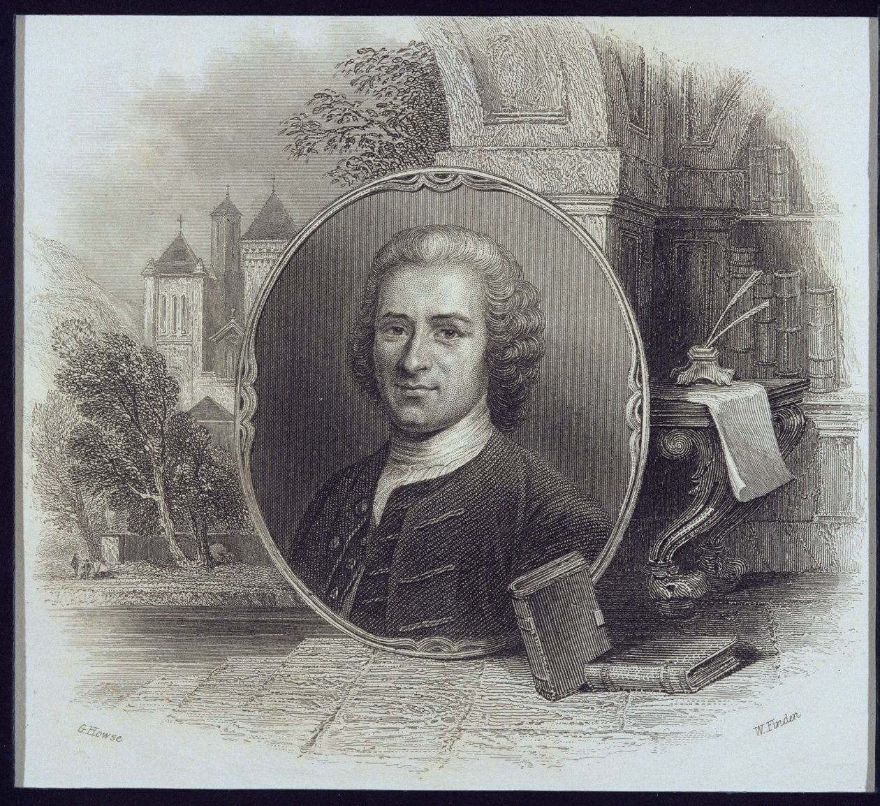 Jean Jacques Rousseaun (1712-78) muotokuva, kaivertanut William Finden (1787-1852) tekijältä George Howse