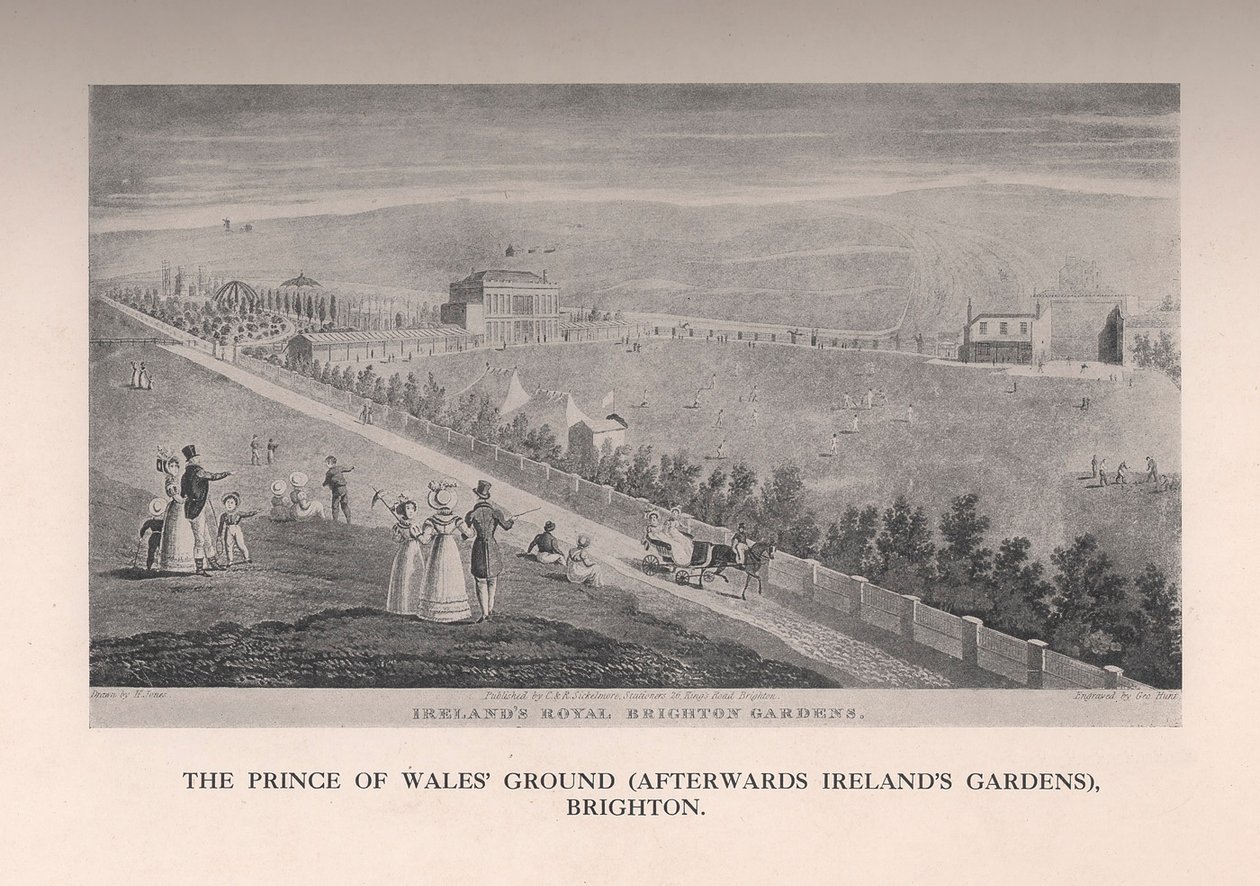 Prince of Wales Ground myöhemmin Irelands Gardens, Brighton, Sussex, 1800-luku 1912 tekijältä George Hunt