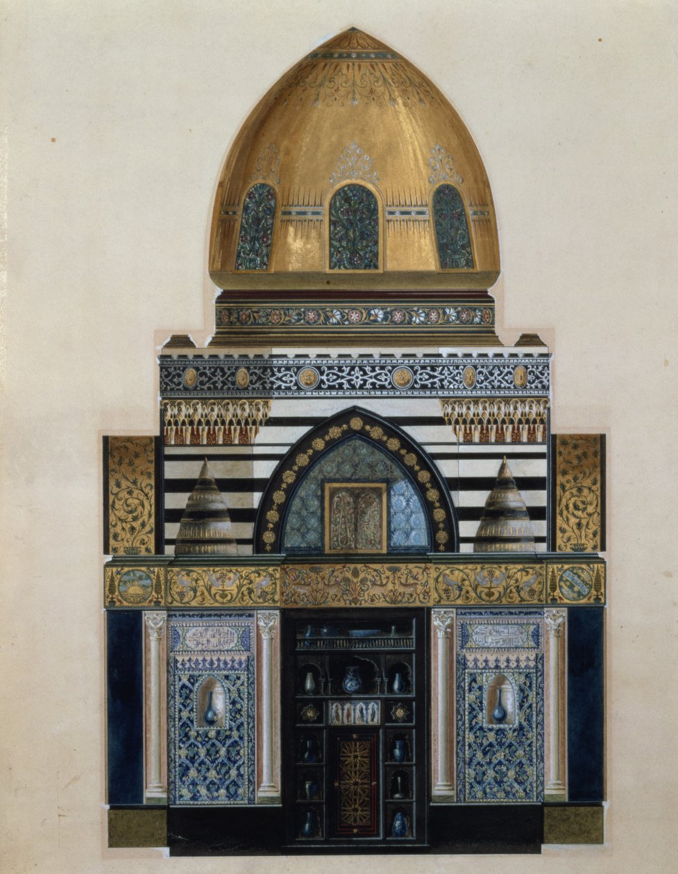 Suunnittelu Arab Halliin Leighton Housessa, Lontoossa, 1880 (wc, guassi) tekijältä George II Aitchison