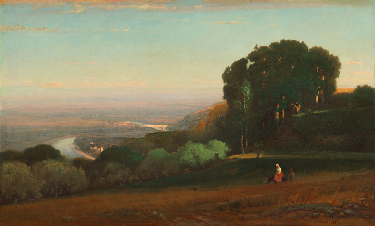 Näkymä Tiberille Perugian lähellä, 1872-1874. tekijältä George Inness