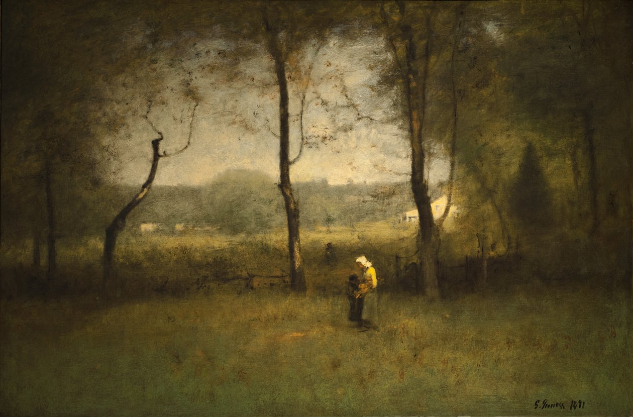 Puunkerääjät, syksyinen iltapäivä tekijältä George Inness