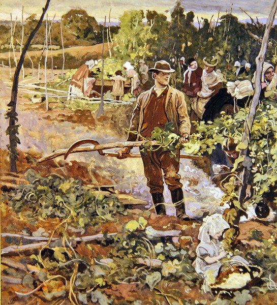 Gleaners (kynä ja akvarelli paperille) tekijältä George John Pinwell