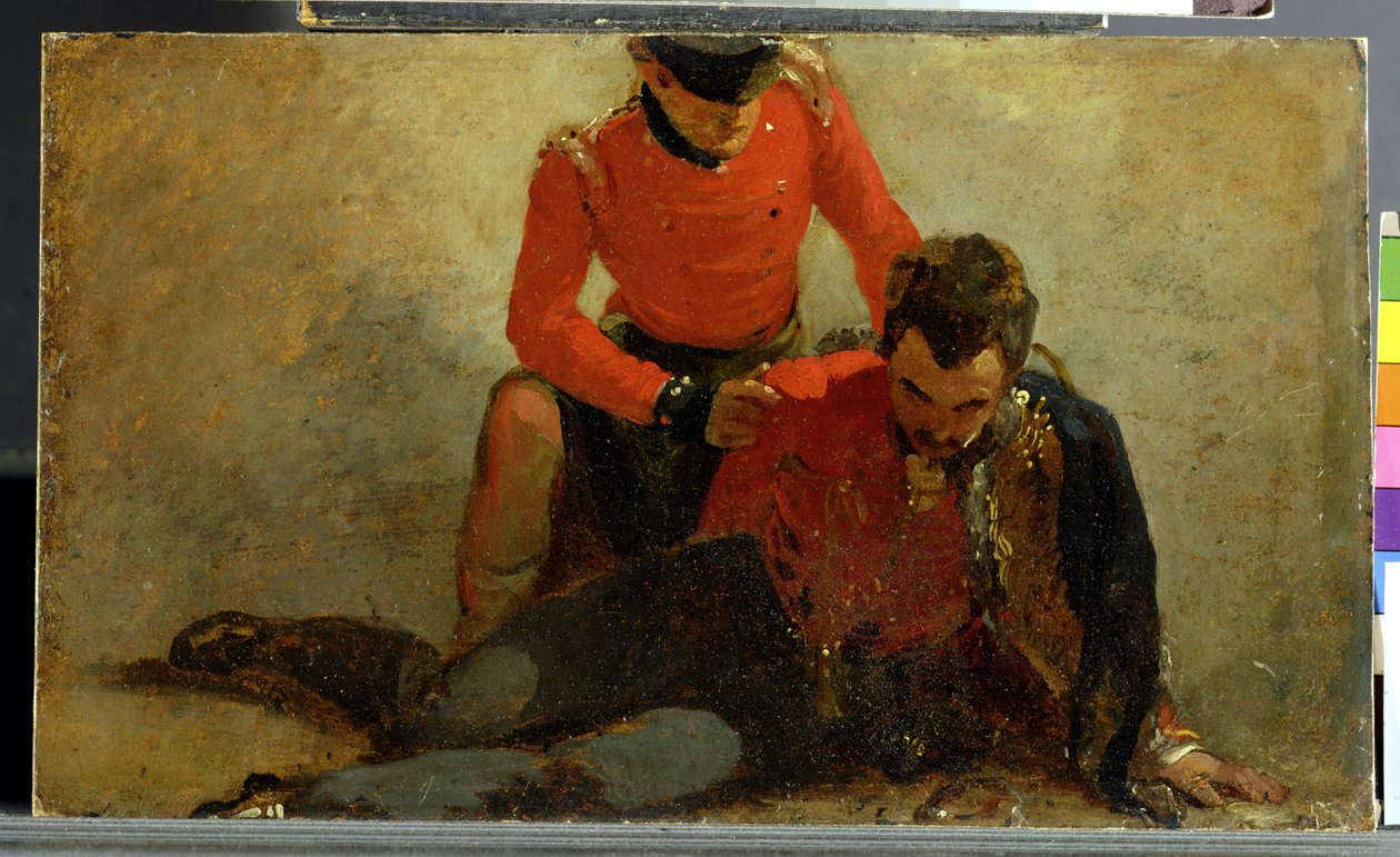 Highlander, Black Watch osallistumassa husaarien kenraalille, mahdollisesti lordi Uxbridgelle: tutkimus Waterloon taistelusta tekijältä George Jones