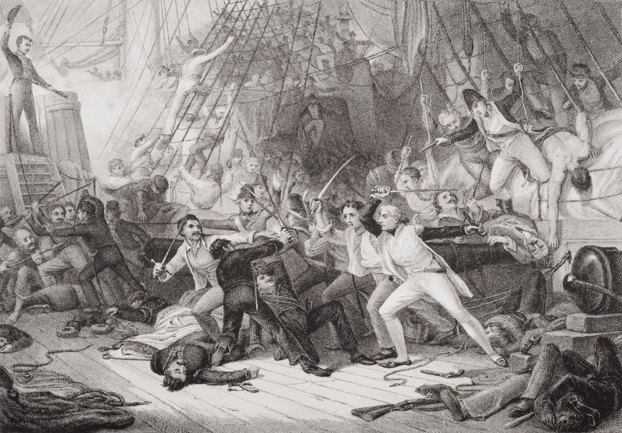 Nelson nousemassa San Josefiin St. Vincentin taistelussa, 14. helmikuuta 1797, 